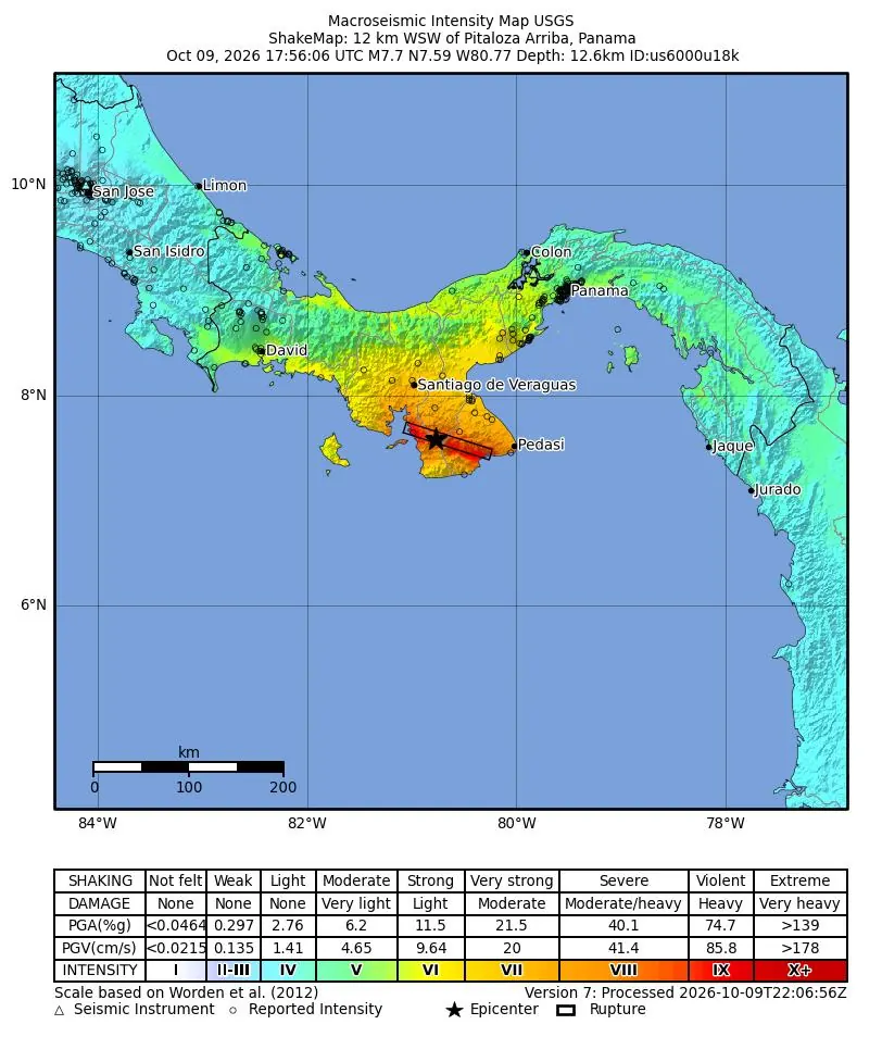 A Magnitude 7.7 Earthquake Strikes Panama, Collapsing Buildings and Triggering Tsunami Alerts